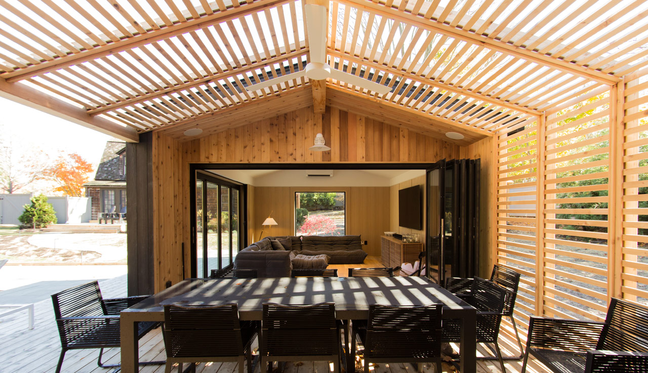 This Shelter Island residence used reSAWN's KOI shou sugi ban charred cypress exterior siding