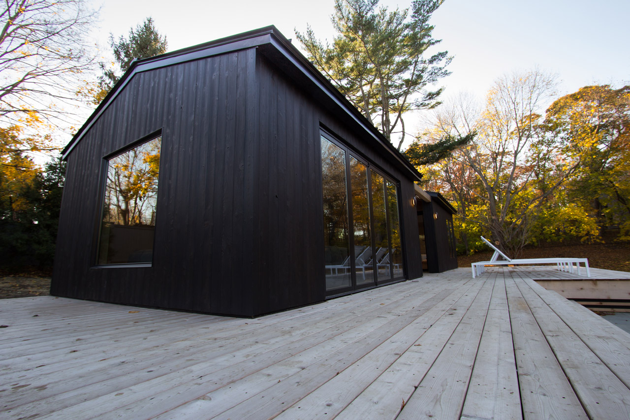 This Shelter Island residence used reSAWN's KOI shou sugi ban charred cypress exterior siding