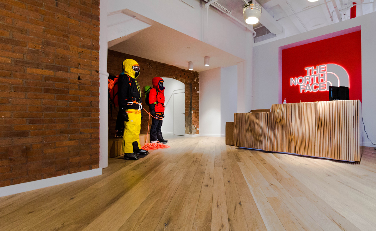 NYC North Face showroom uses reSAWN's MERCER white oak flooring