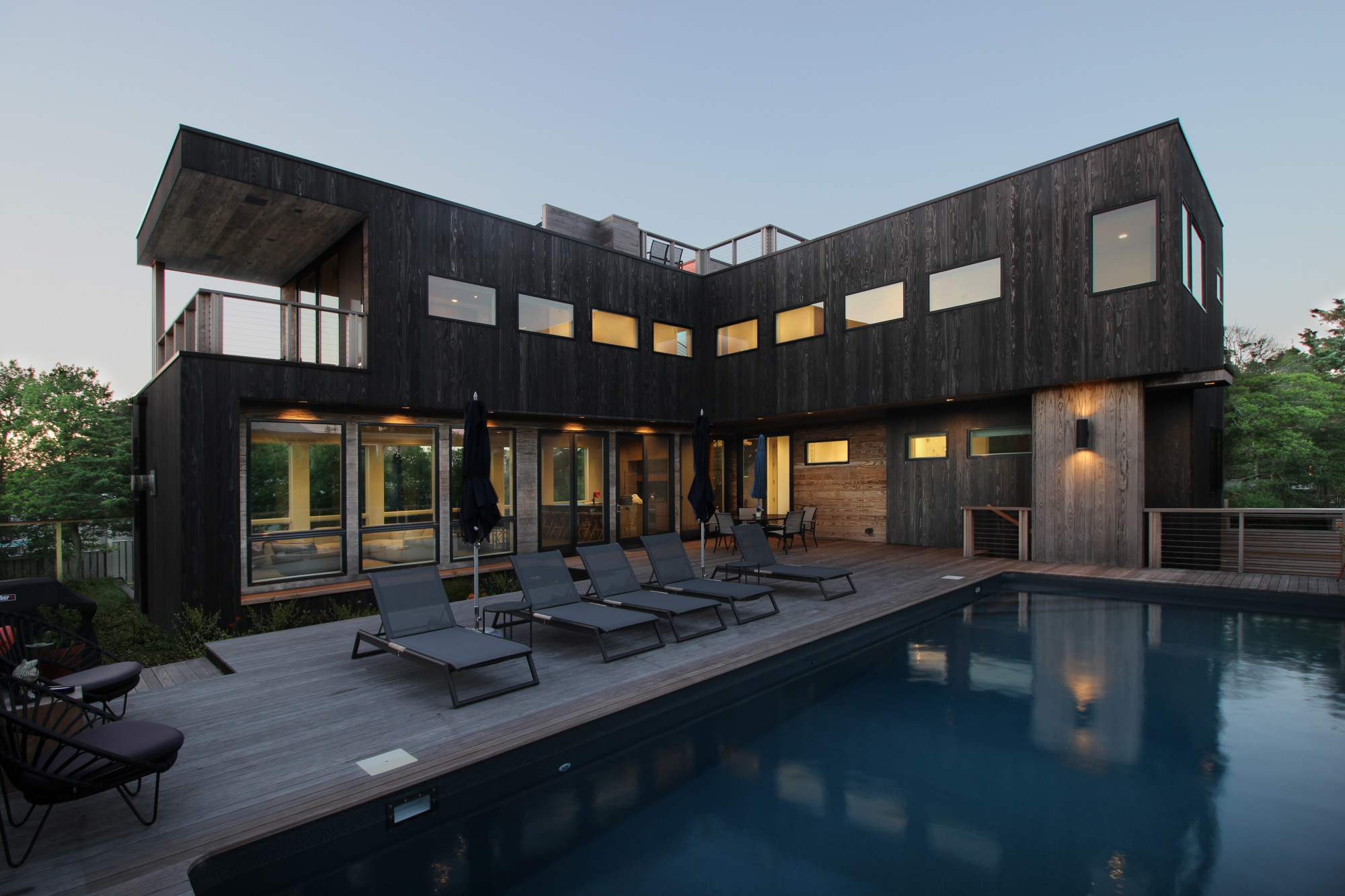 UNAGI and TAKEI shou sugi ban charred accoya at Fire Island residence