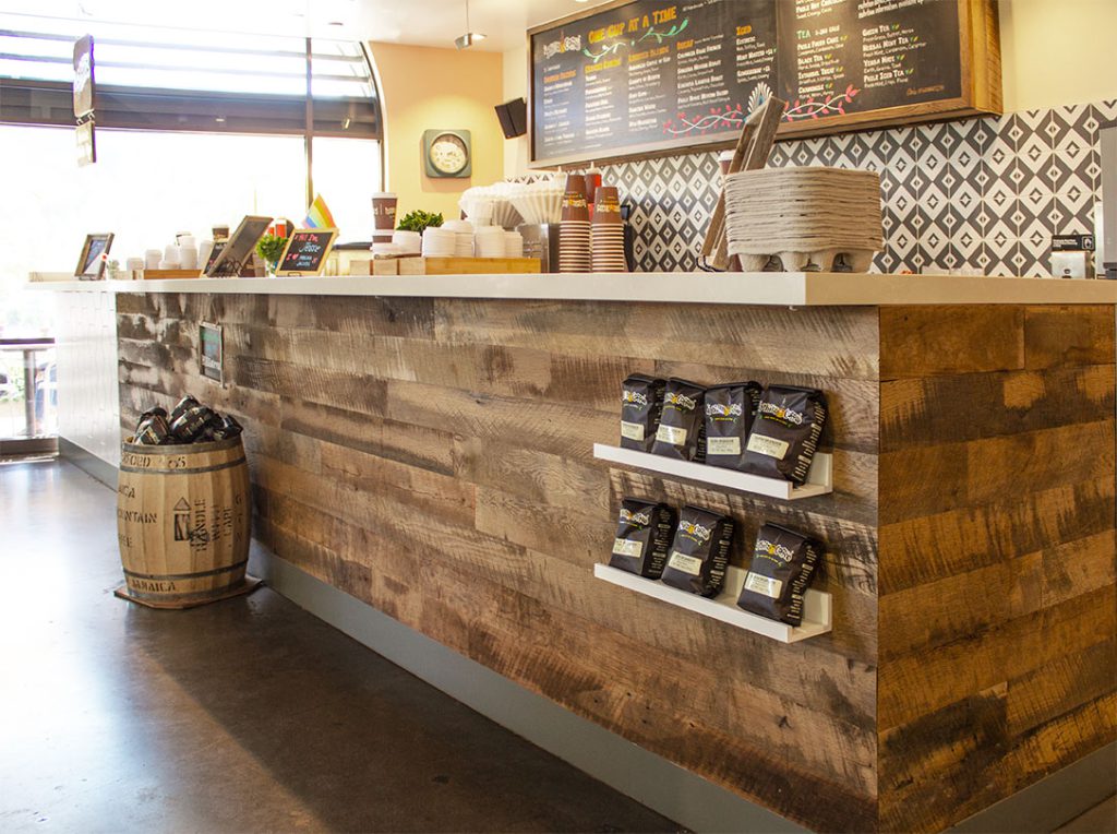 OLD SCHOOL reclaimed oak featured at Philz Coffee Corte Madera