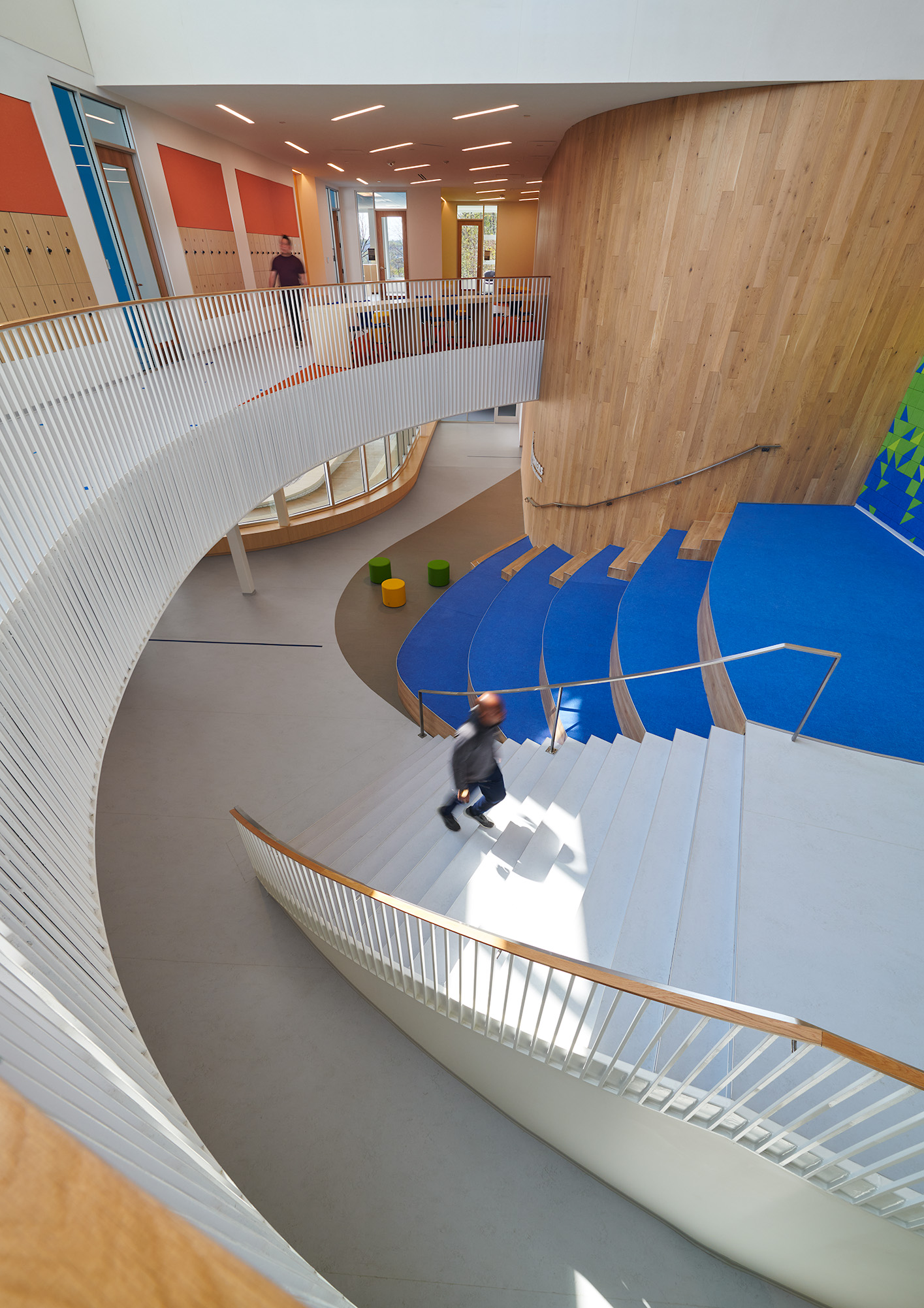 Two Rivers Charter School featuring AMITY European White Oak Interior Cladding and Ceiling Cladding and PALAWAN Accoya Soffits