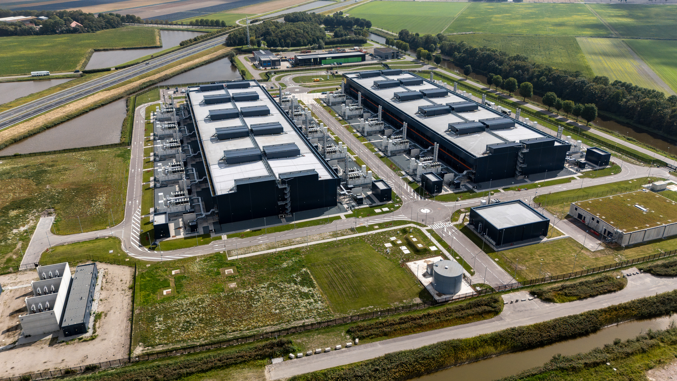 Middenmeer, Netherlands - September 1, 2025: Aerial View of Microsoft Data Center